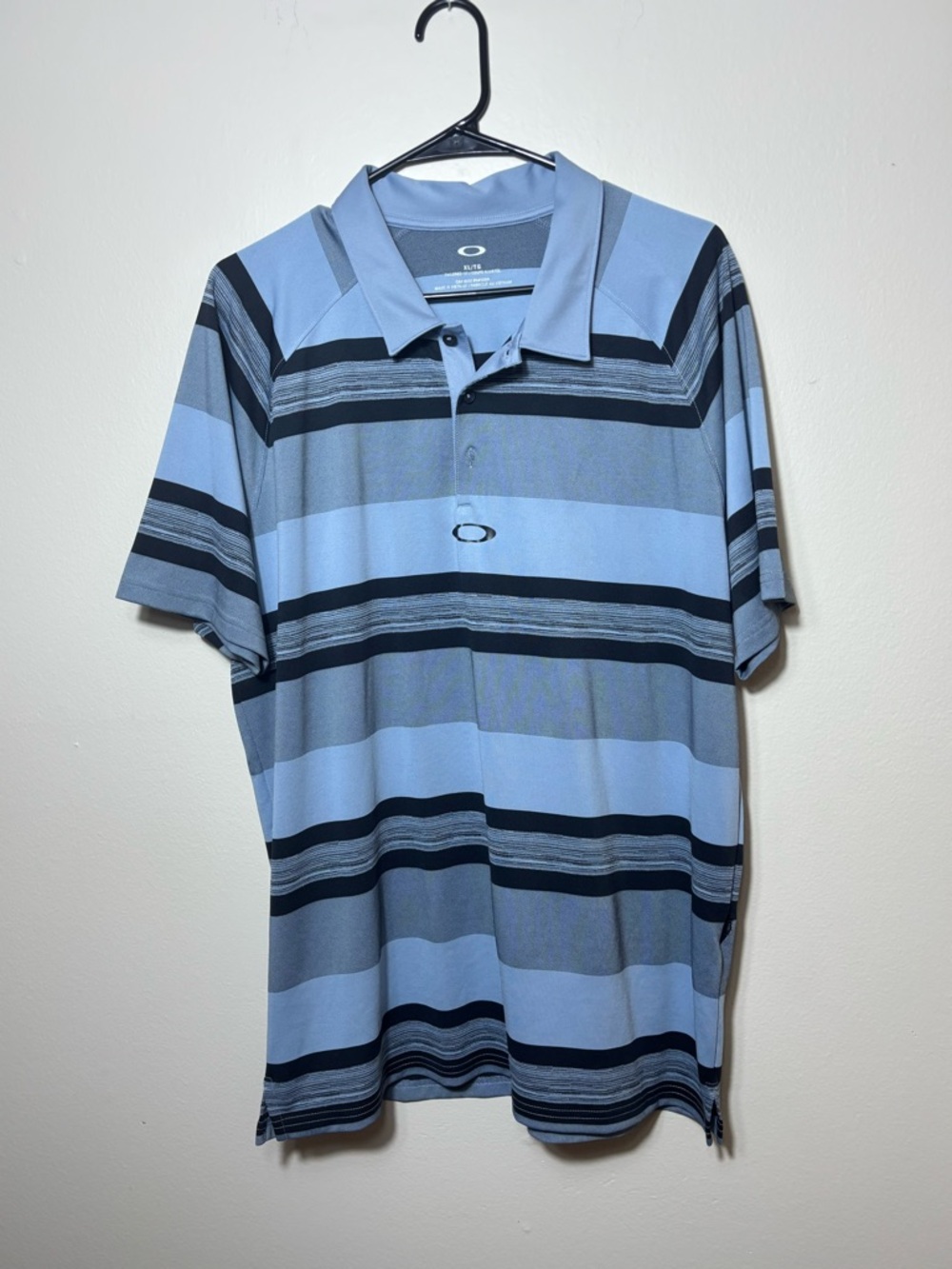 Men’s Sz XL Blue Striped Oakley Shirt Polo